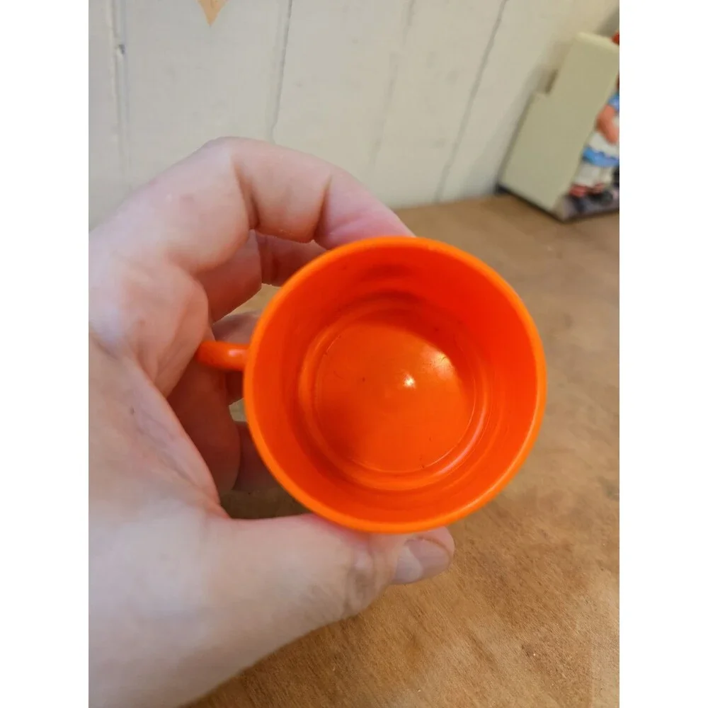 Vintage Little Tikes Single Plastic Mug Neon Orange Play Kitchenware Cup